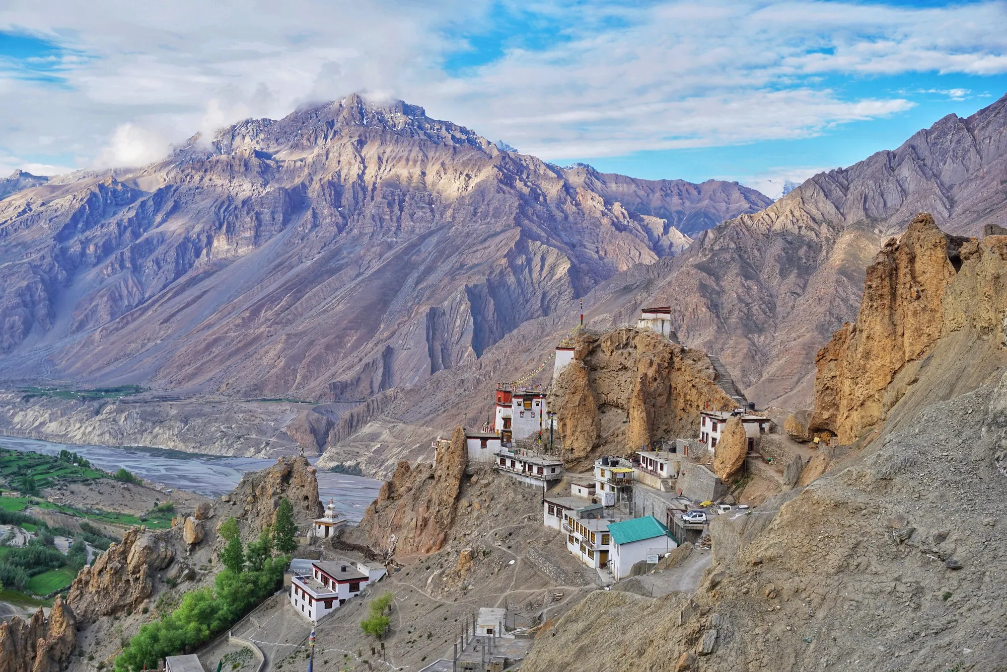 Dhankar Monastery on eroded cliffs above the Spiti valley